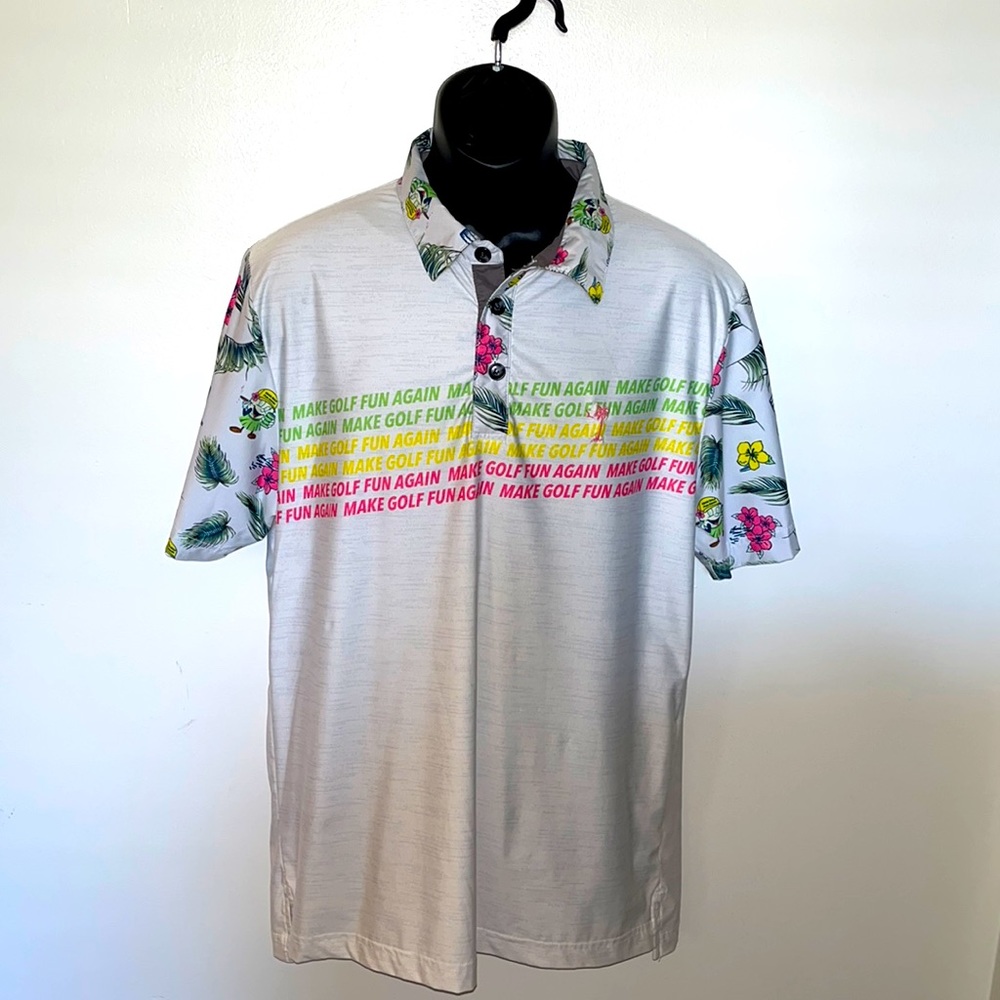 Sunday Crew UPF 50+ Mens Golf Shirt. “Make Golf Fun Again”